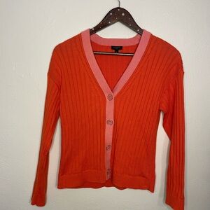 Talbots Medium Petite Cardigan with Pink Trim